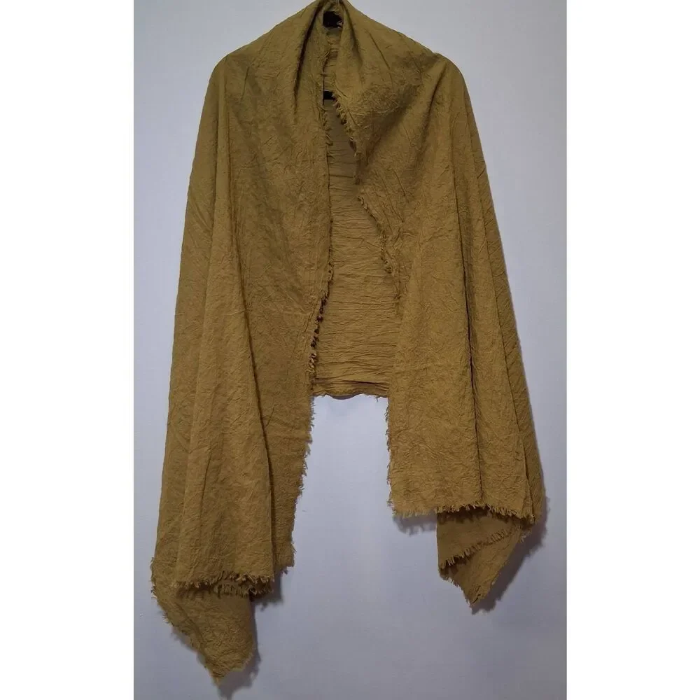 Cos womens mustard yellow crinkled scarf wrap spring summer cotton